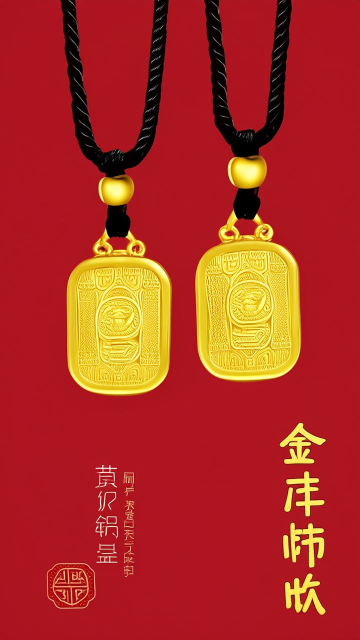 黄金情侣吊坠图片